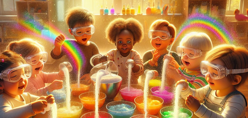 STEM activities for toddlers fizzing rainbows