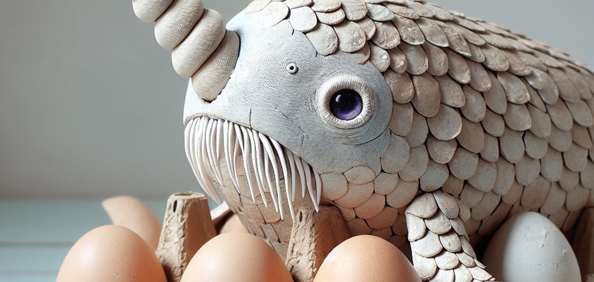Egg carton narwhal craft