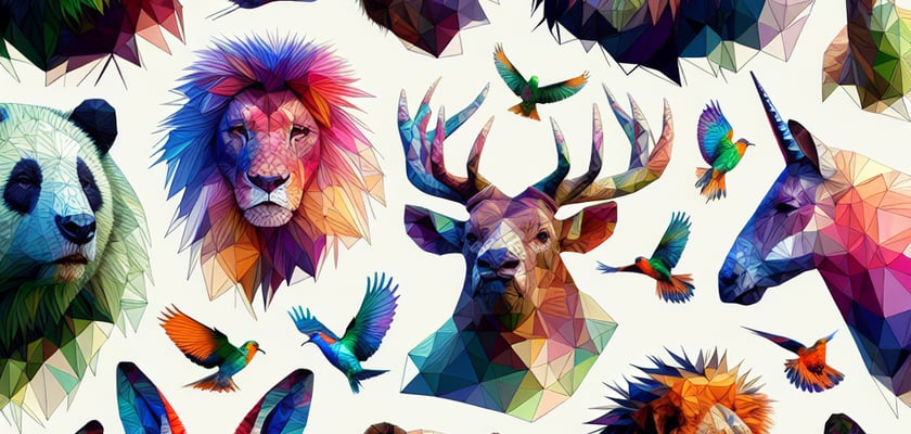 animals in polygonal style