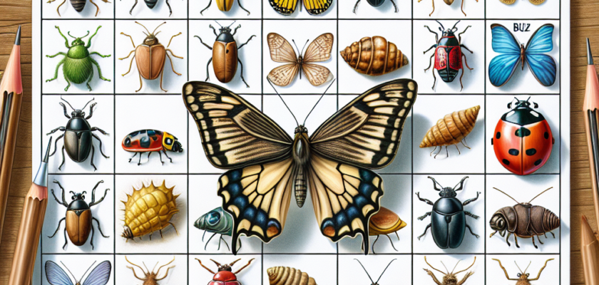 Bug theme bingo cards